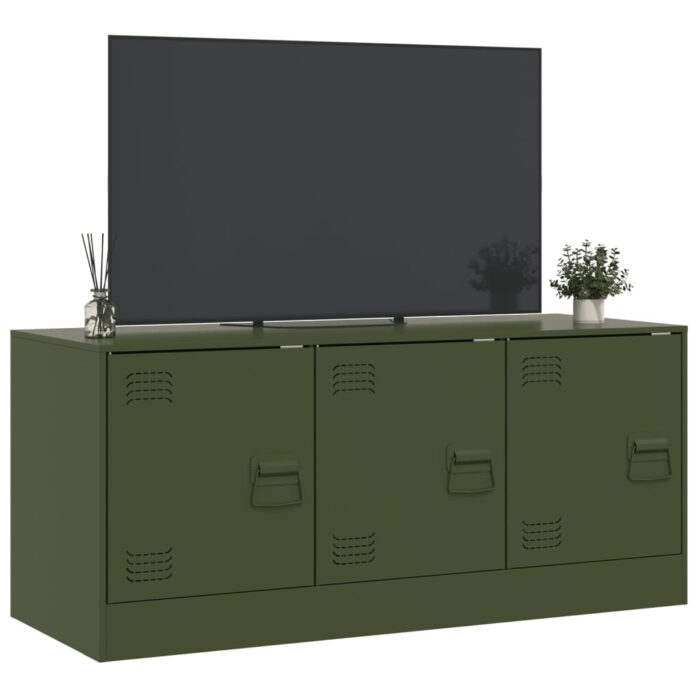 Meuble TV vert olive 99x39x44 cm acier – Image 3