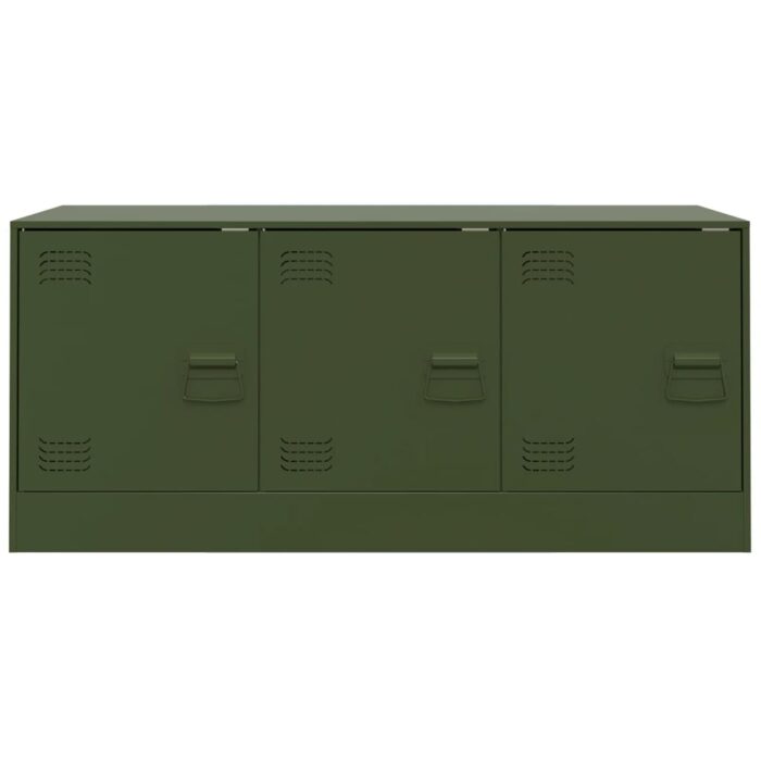 Meuble TV vert olive 99x39x44 cm acier – Image 4