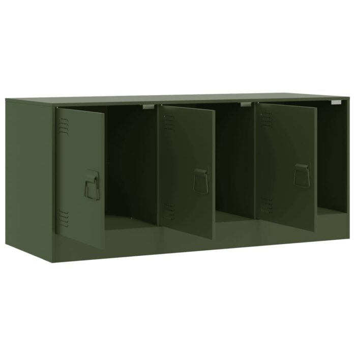 Meuble TV vert olive 99x39x44 cm acier – Image 5