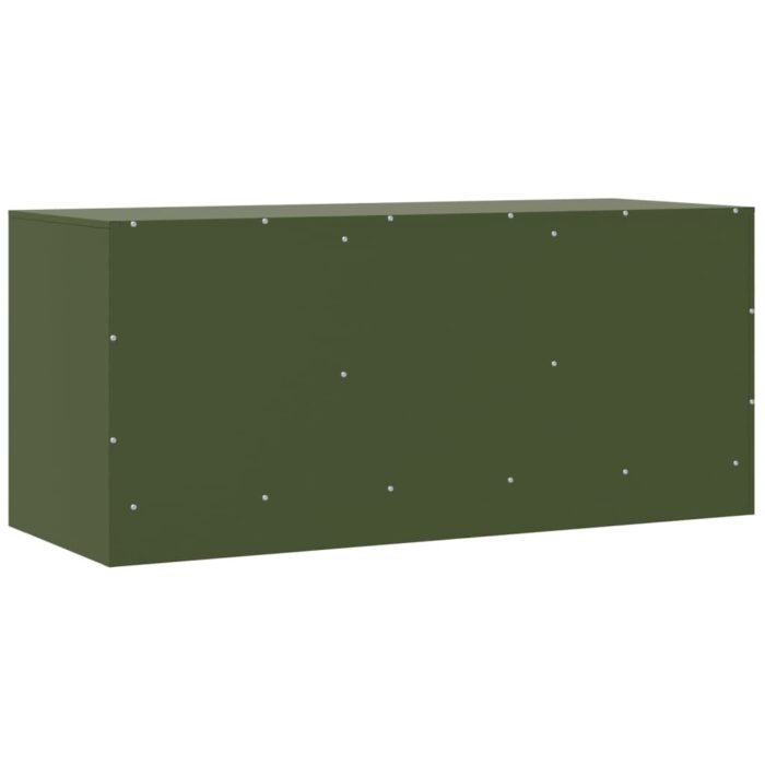 Meuble TV vert olive 99x39x44 cm acier – Image 7