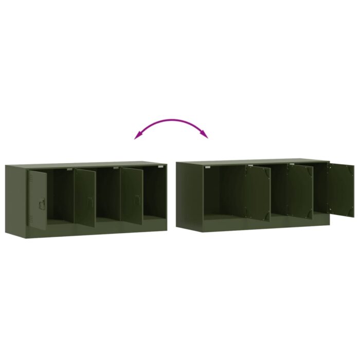 Meuble TV vert olive 99x39x44 cm acier – Image 8