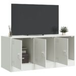Meuble TV blanc 99x39x44 cm acier – Image 2