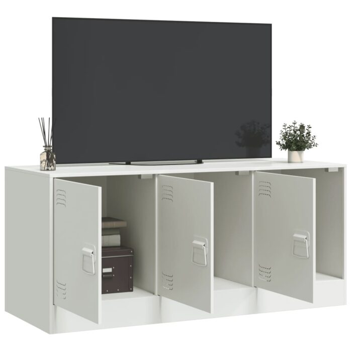 Meuble TV blanc 99x39x44 cm acier – Image 2