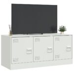 Meuble TV blanc 99x39x44 cm acier – Image 3
