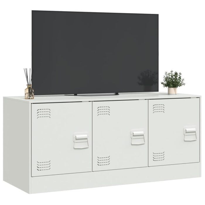 Meuble TV blanc 99x39x44 cm acier – Image 3