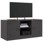 Meuble TV noir 99x39x44 cm acier – Image 2