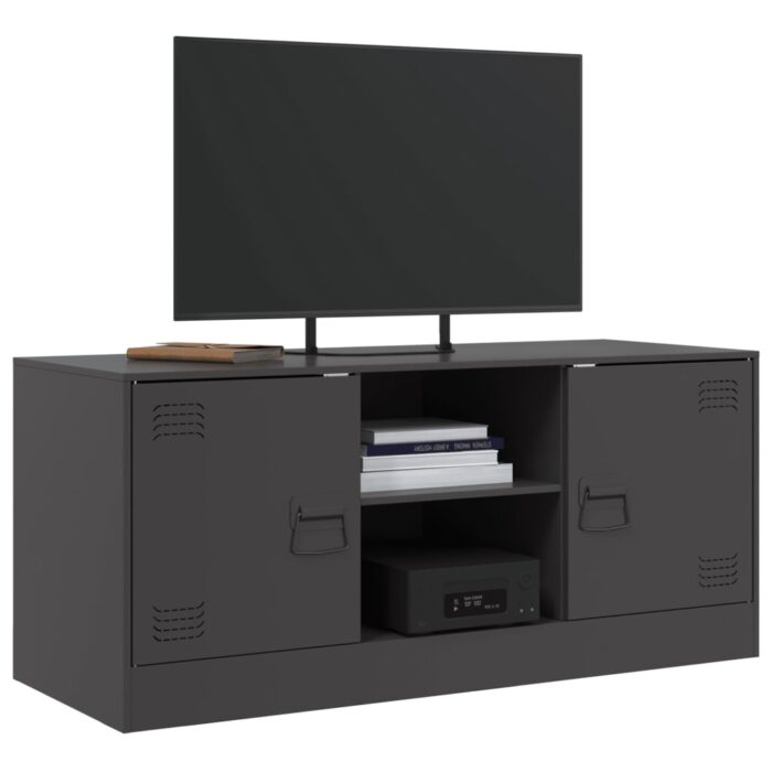 Meuble TV noir 99x39x44 cm acier – Image 2