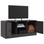 Meuble TV noir 99x39x44 cm acier – Image 3