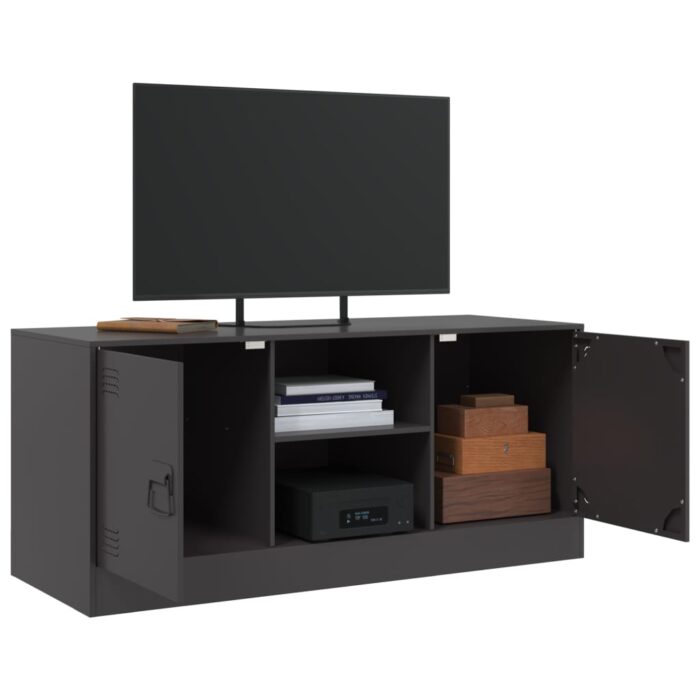 Meuble TV noir 99x39x44 cm acier – Image 3
