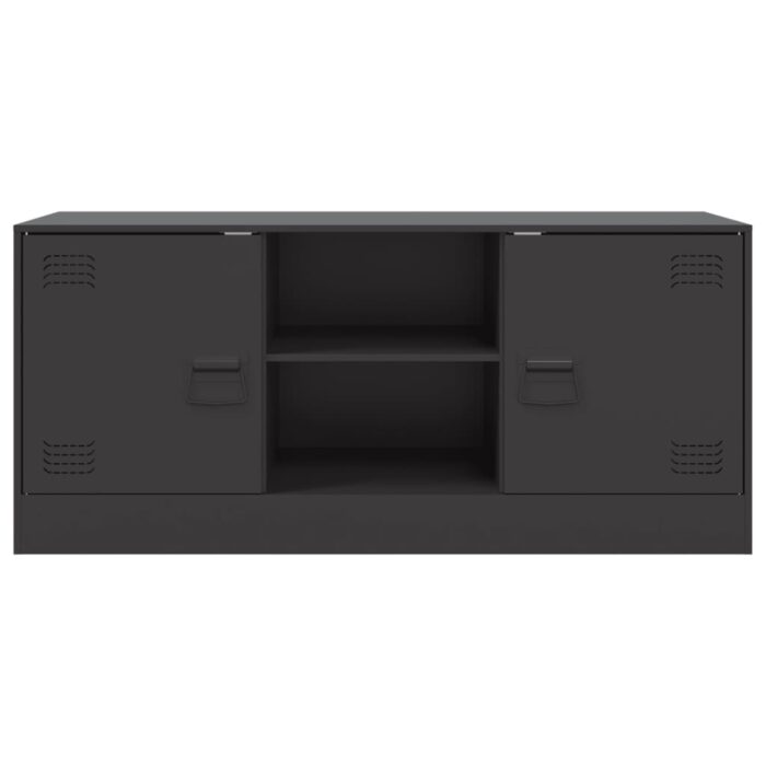 Meuble TV noir 99x39x44 cm acier – Image 4
