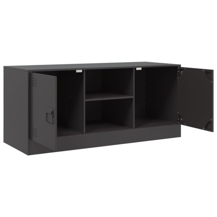 Meuble TV noir 99x39x44 cm acier – Image 5