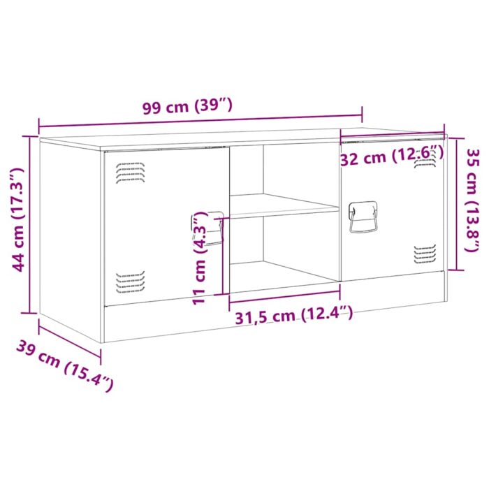Meuble TV rose 99x39x44 cm acier – Image 12