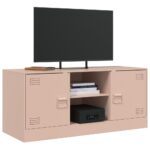 Meuble TV rose 99x39x44 cm acier – Image 2