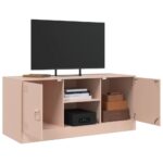 Meuble TV rose 99x39x44 cm acier – Image 3