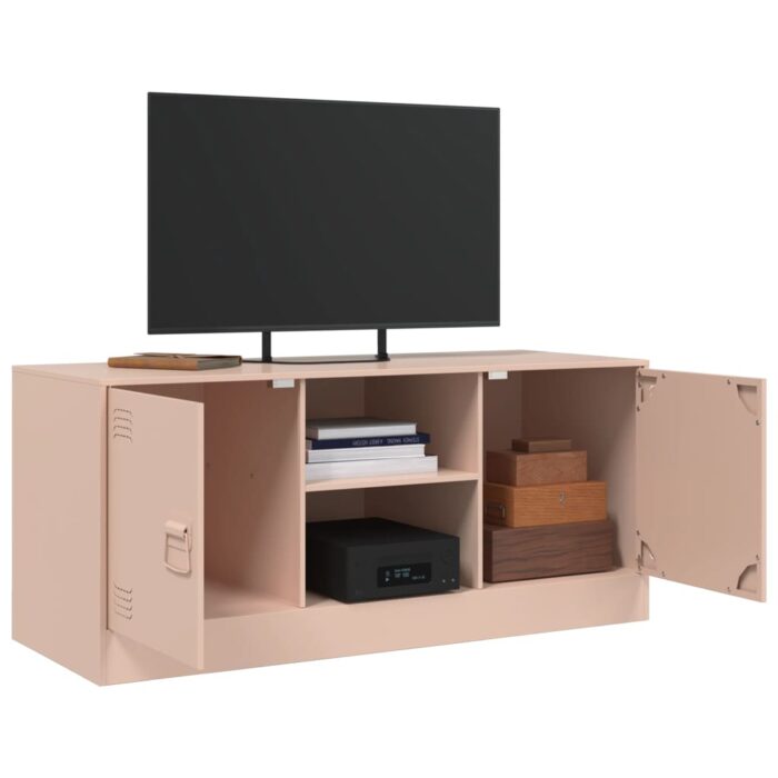Meuble TV rose 99x39x44 cm acier – Image 3
