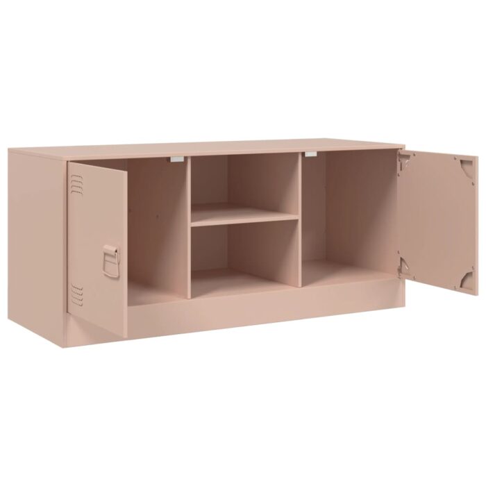 Meuble TV rose 99x39x44 cm acier – Image 5