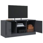 Meuble TV anthracite 99x39x44 cm acier – Image 3