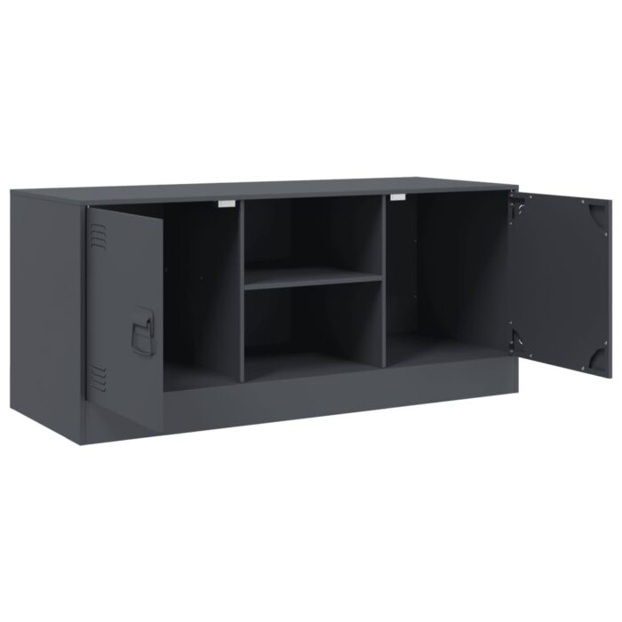 Meuble TV anthracite 99x39x44 cm acier – Image 5