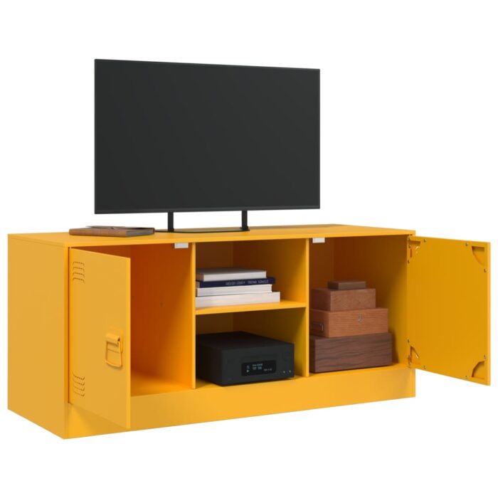 Meuble TV jaune moutarde 99x39x44 cm acier – Image 3