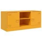 Meuble TV jaune moutarde 99x39x44 cm acier – Image 5