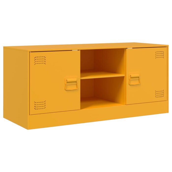 Meuble TV jaune moutarde 99x39x44 cm acier – Image 5