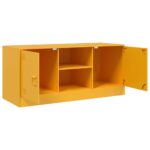 Meuble TV jaune moutarde 99x39x44 cm acier – Image 6