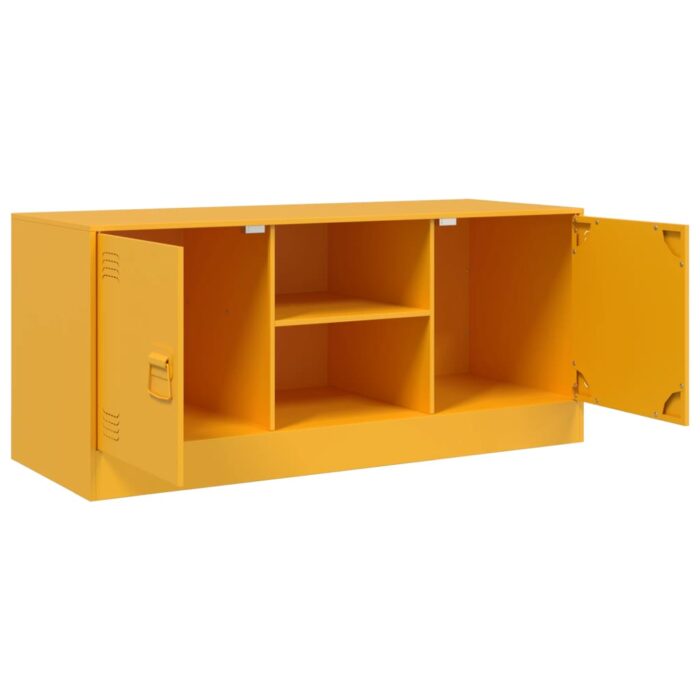 Meuble TV jaune moutarde 99x39x44 cm acier – Image 6
