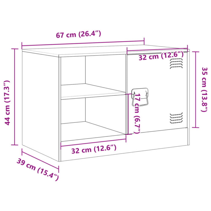 Meuble TV noir 67x39x44 cm acier – Image 10