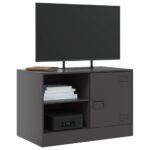 Meuble TV noir 67x39x44 cm acier – Image 2