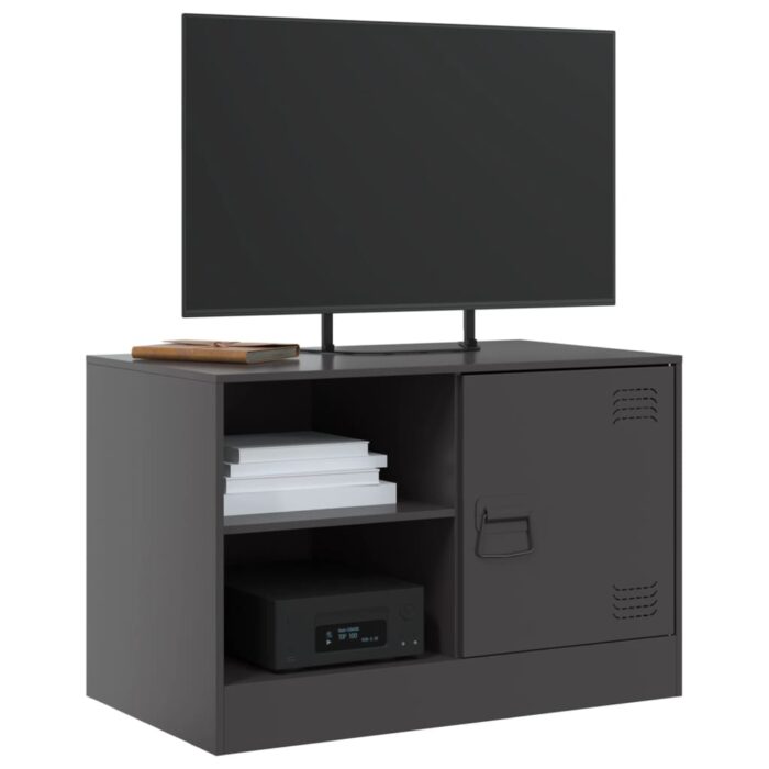 Meuble TV noir 67x39x44 cm acier – Image 2