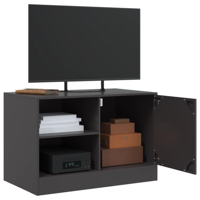 Meubles TV 2 pcs noir 67x39x44 cm acier – Image 2