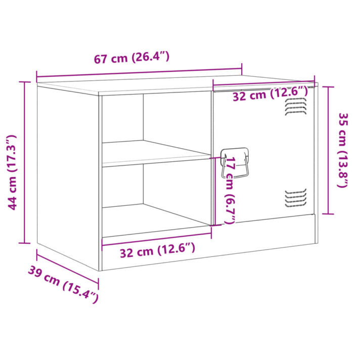 Meuble TV rose 67x39x44 cm acier – Image 11