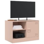 Meuble TV rose 67x39x44 cm acier – Image 2