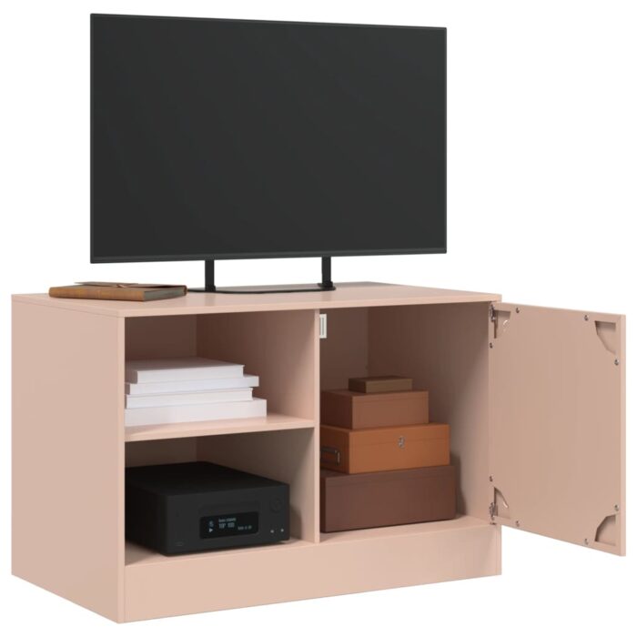 Meuble TV rose 67x39x44 cm acier – Image 3