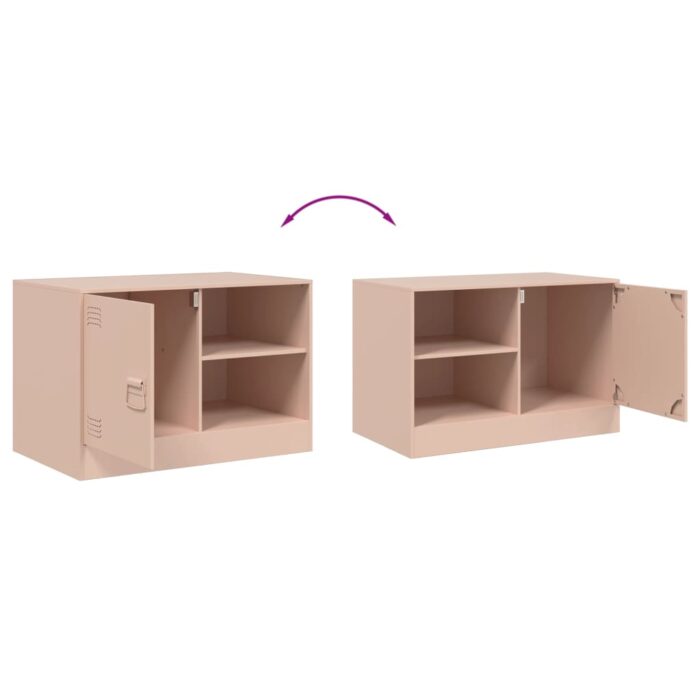 Meuble TV rose 67x39x44 cm acier – Image 8