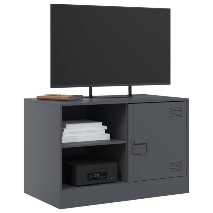 Meuble TV anthracite 67x39x44 cm acier – Image 2