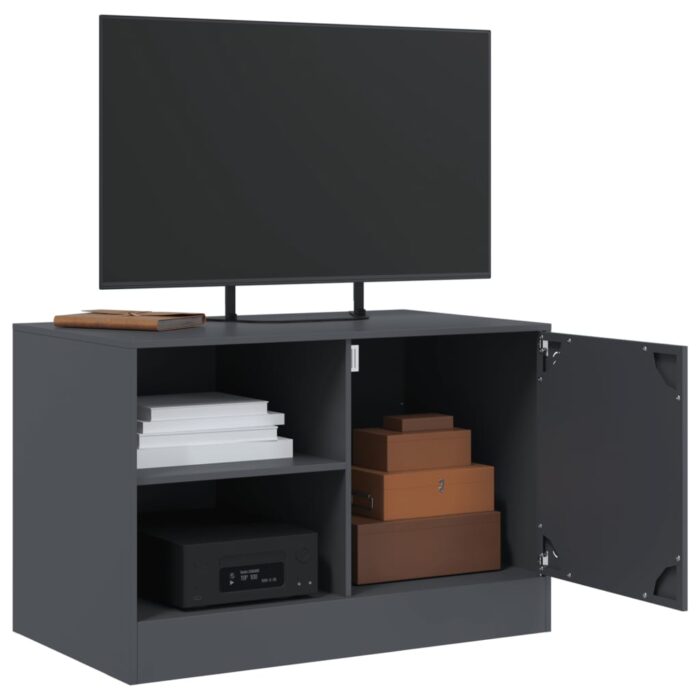 Meuble TV anthracite 67x39x44 cm acier – Image 3