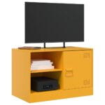 Meuble TV jaune moutarde 67x39x44 cm acier – Image 2
