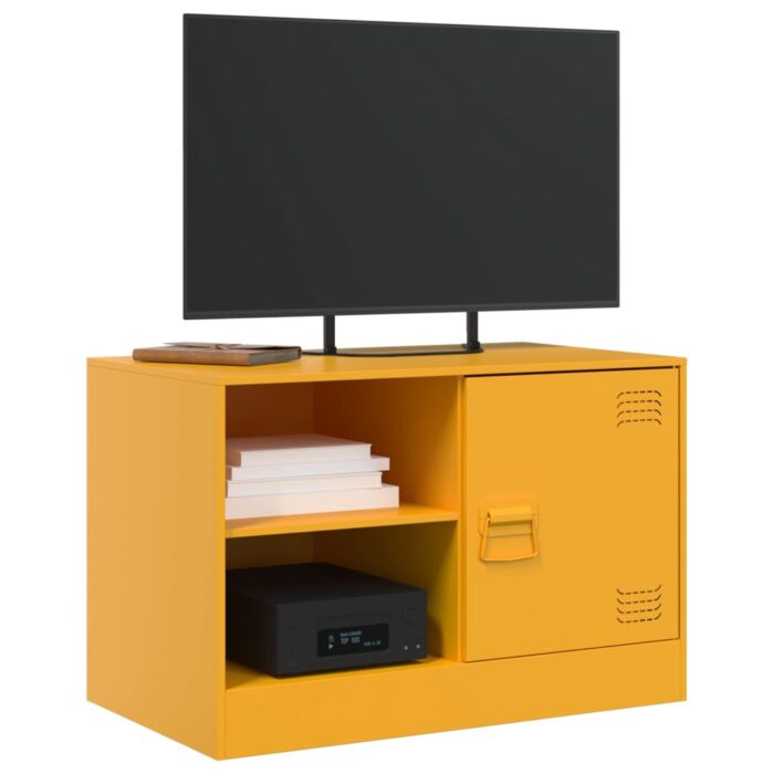 Meuble TV jaune moutarde 67x39x44 cm acier – Image 2