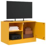 Meuble TV jaune moutarde 67x39x44 cm acier – Image 3