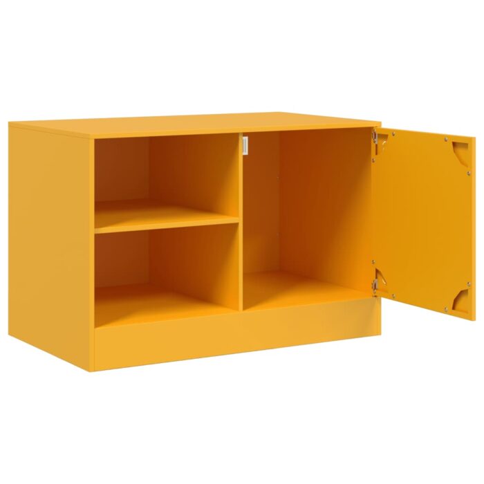 Meuble TV jaune moutarde 67x39x44 cm acier – Image 5