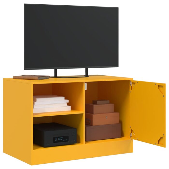 Meubles TV 2 pcs jaune moutarde 67x39x44 cm acier – Image 2