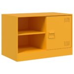 Meubles TV 2 pcs jaune moutarde 67x39x44 cm acier – Image 4