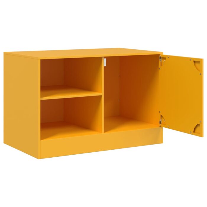 Meubles TV 2 pcs jaune moutarde 67x39x44 cm acier – Image 5