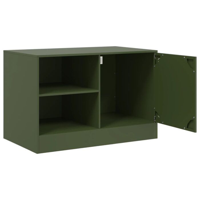 Meuble TV vert olive 67x39x44 cm acier – Image 5