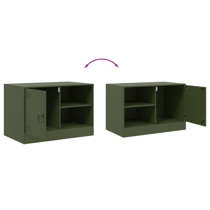 Meuble TV vert olive 67x39x44 cm acier – Image 8