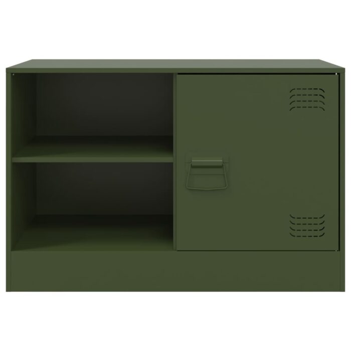 Meubles TV 2 pcs vert olive 67x39x44 cm acier – Image 3