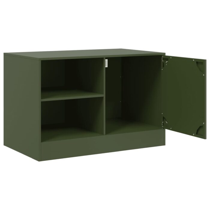 Meubles TV 2 pcs vert olive 67x39x44 cm acier – Image 5