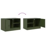 Meubles TV 2 pcs vert olive 67x39x44 cm acier – Image 8