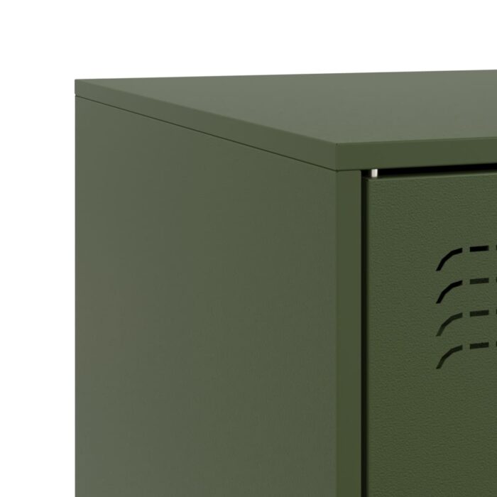 Meubles TV 2 pcs vert olive 67x39x44 cm acier – Image 9